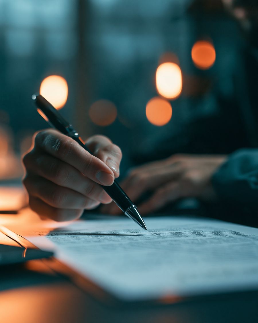 Revisión de contrato sobre un escritorio